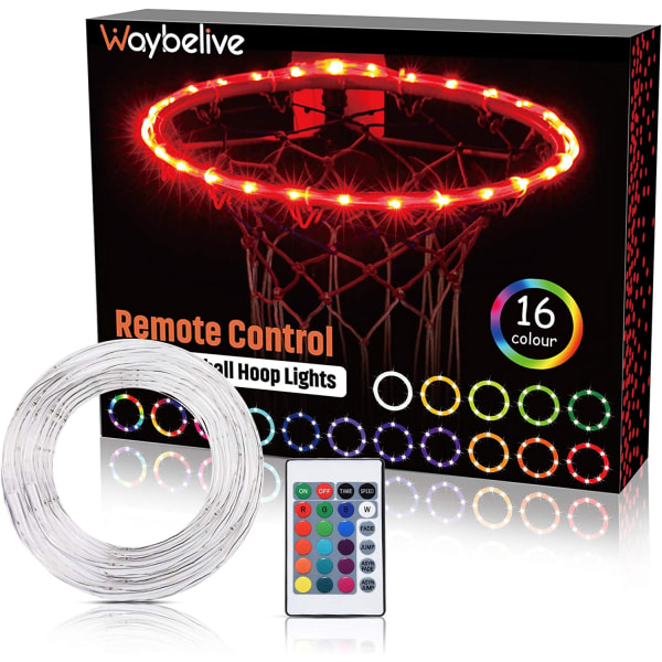 Fjernbetjening Basketball Rim LED-lys, 16 farver, vandtæt