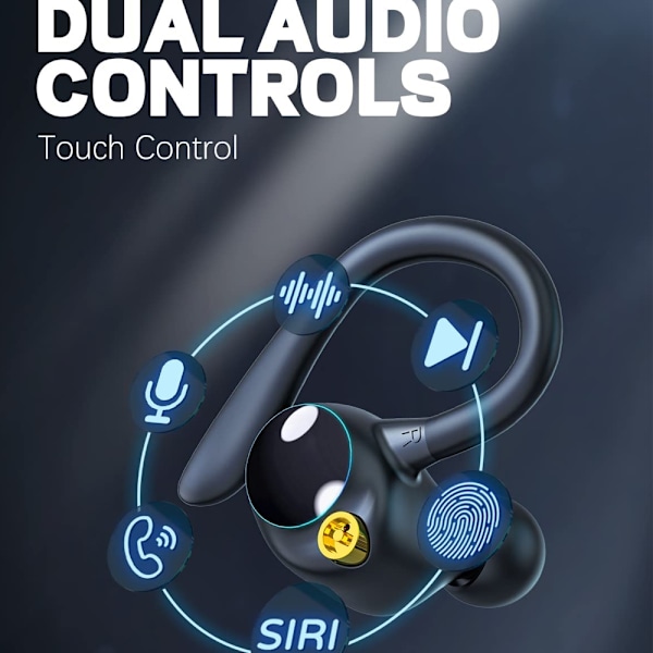 Djup Bas Stereo Trådlösa Hörlurar, Brusreducerande Mikrofon Bluetooth Hörlurar med HiFi Ljud för Sport