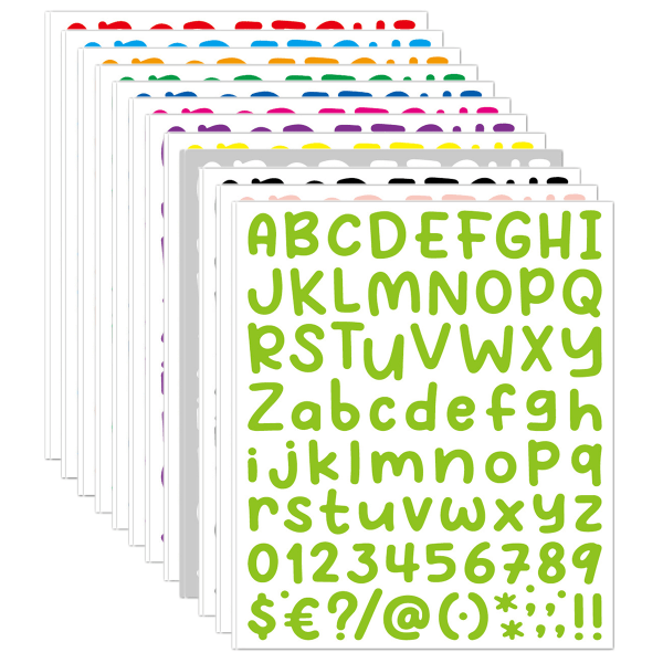 24 ark 12 farver selvklæbende bogstavnummerklistermærkesæt,