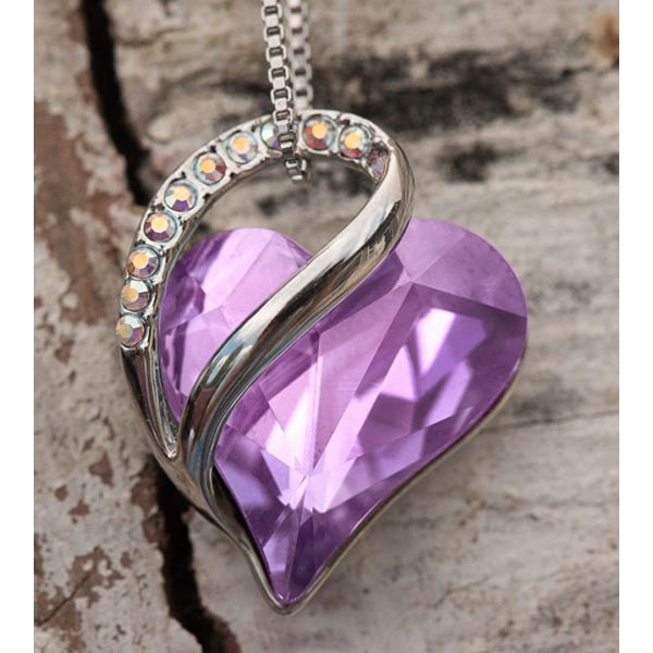 Infinity Love Heart Anheng Halskjede Birthstone Crystal smykker