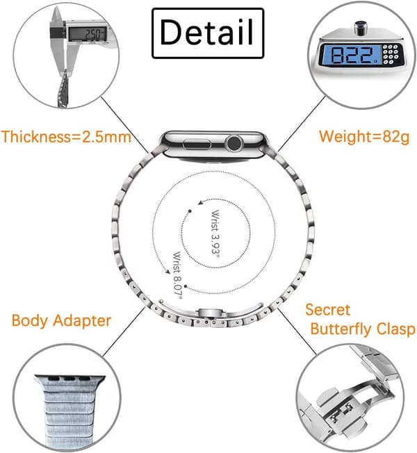 Metal rustfrit stålledrem kompatibel med Apple iWatch Ser