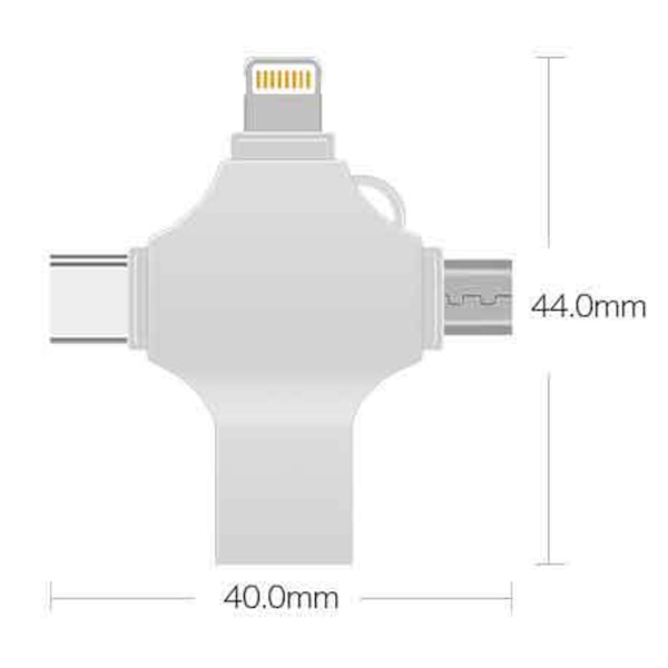 Höghastighets Multi-interface Minnessticka, 32GB 4-i-1 USB-minne Erbjuder Snabb Dataöverföring Och Metallhölje Skyddande Lock För Att Skydda Din