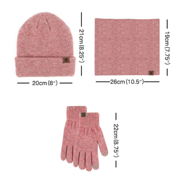 Beanie Hat Scarf Handskar Set för vinterkallt väder