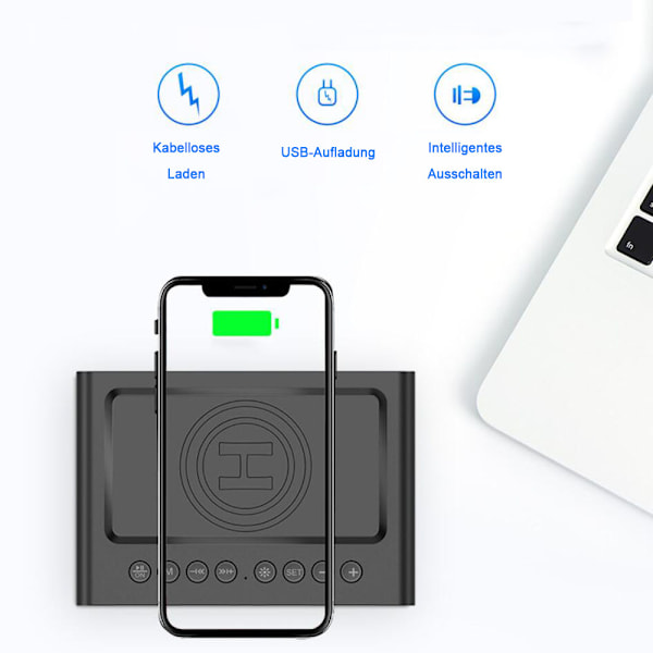 Smart Väckarklocka med Röstinspelare, Qi Trådlös Laddningsplatta, Bluetooth-Högtalare, Elegant Design, Perfekt För Moderna Sovrum Och Kontor,