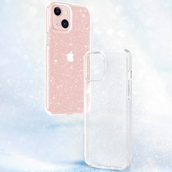 Blinkande Skal för iPhone 13 6.1-tum, Sött Genomskinligt Glitter Stöttåligt Skydd, Glittrande Design för Kvinnor Flickor