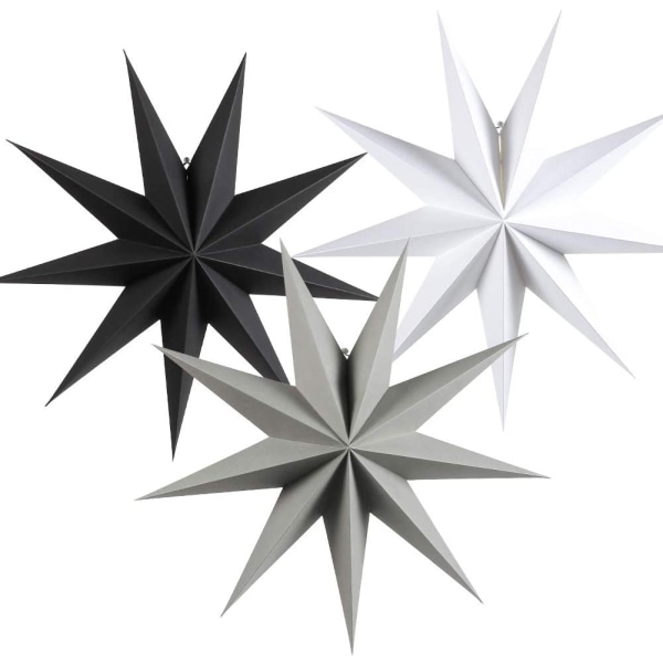 30 cm:n set , jossa on 3 taitettavaa tähteä Nonagon