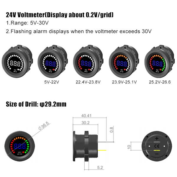 Flamhämmande Vattentät Voltmeter, Övervaka Spänningsnivåer Enkelt i Motorcyklar Bilar Båtar, Mini-storlek för Enkel Installation