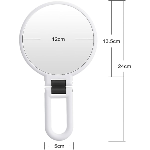 15x Forstørringspeil Dobbeltsidig Klappbart Speil med Håndtak, Håndholdt Sminke Speil Vanity Palette Speil Klappbart Speil Brukt for Diverse Sminke