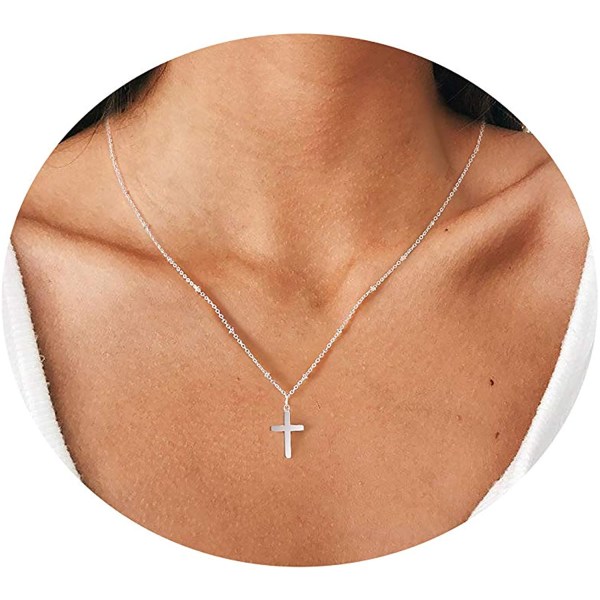 18 k guld/silver turkos kors hänge halsband enkla kvinnor