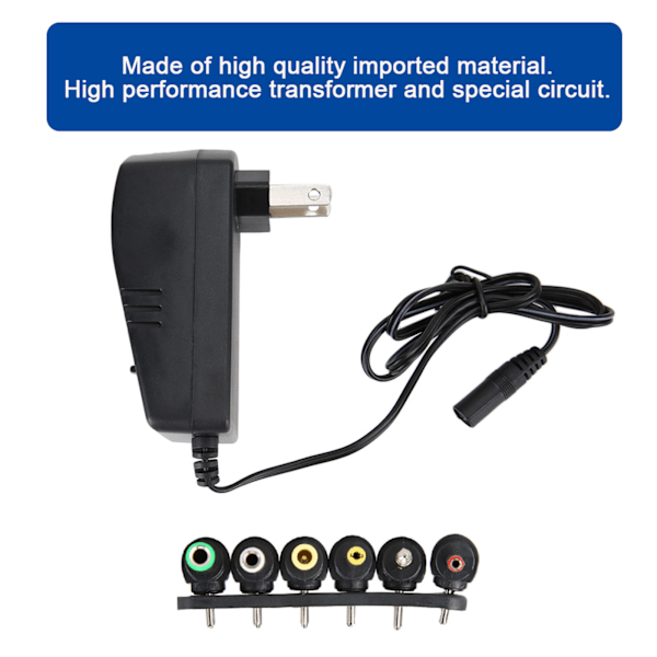Mångsidig Universell AC-adapter, Strömförsörjningsladdare Med Justerbar Utgångsspänning För Hushållselektronik Och Mer (3V, 4.5V, 6V, 7.5V, 9V, 12V)