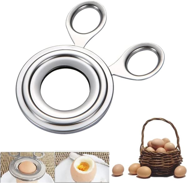 Eggkutter i rustfritt stål, eggåpner, eggeskallkutter, kokt egg