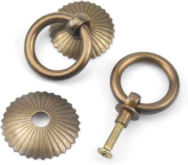（Brons）6 st Vintage Möbelhandtag, Låda Ringdrag Handtag,