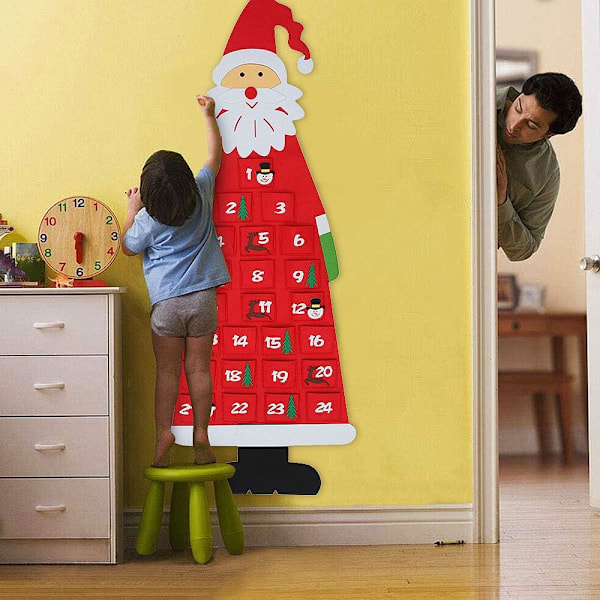 Nedräkning till jul med återanvändbar adventskalender, söt tomtedesign i filtmaterial för minnesvärda julstunder