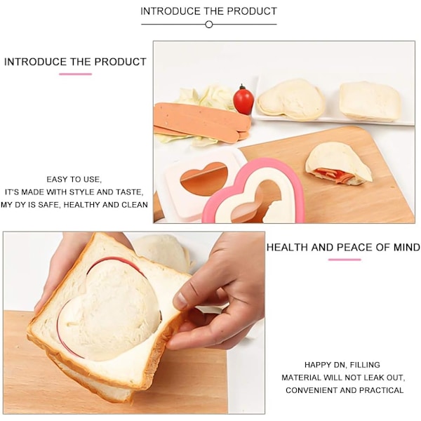 Kreativt smørbrød-lagesett, smørbrødskjærer og forsegler, bærbar og slitesterk smørbrødmaker for kresne spisere, perfekt for matbokser, Bento