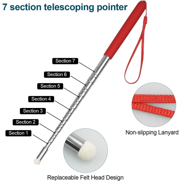 2 st 100 cm Retractable Teaching Pointer Stick