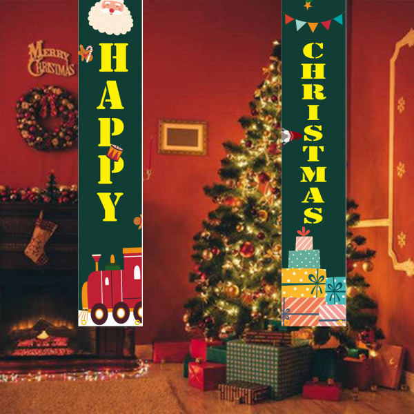 Merry Christmas Banner: Festlig utendørsdørdekor