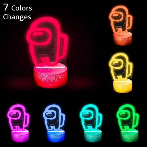 Us 3D illusjonslys nattlys, 3D-lys med ladekabel og