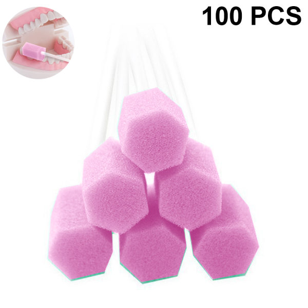 100-pack skum vattpinner ideell for munnhygiene prosedyrer, rosa