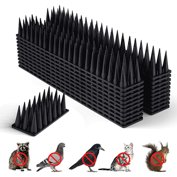 6 Meters Plastic Anti Pigeon Spike, 20 Pieces Repellent Trap, Anti Birds for Cats Sparrows, for Balcony Window, Animal Friendly Spike (Black)