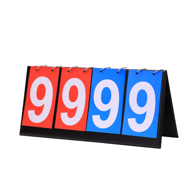 Bordplade Flip Scoreboard 4-cifret bærbar resultattavle, blå+rød