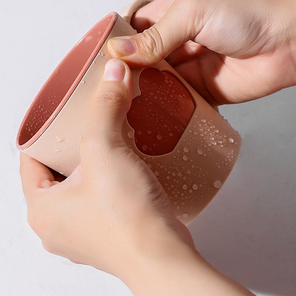Tandborstmugg Lätt Att Rengöra Återanvändbara Plastmunsköljsmuggar för Badrum 301‑400ml Ljusrosa