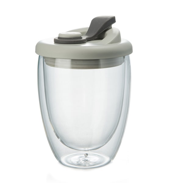 Transparent Isolerad Glas Äggformad Mugg Färgrik Mugg med Lock 350ml