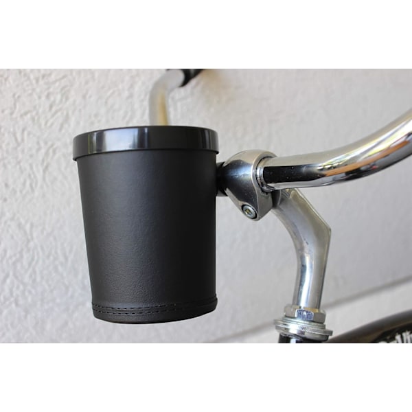 Styrstångstillbehör i polyuretanskinn, halkfri design, för cyklar och skotrar, extra bred dubbelväggig rostfri mugg, stöder kaffemuggar och