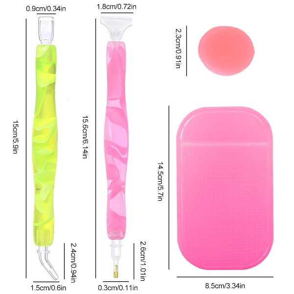 Harpiks diamantmalingpenn, 5D diamantmalingsverktøy med 12 stk utskiftbare pennspisser for DIY