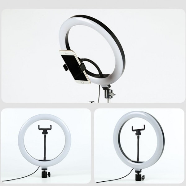 Ring Light med 360 graders roterande stativ, 10 tums dimbar LED-belysning för skrivbordsplacering, trådlös Bluetooth-fjärrkontroll ingår