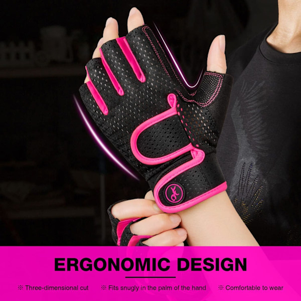 Ergonomisk Design: Träningshandskar för Män och Kvinnor, Halvfingerhandskar med Ventilerande Design, Halkfria Kuddar och Handledsstöd, Förbättrar Din