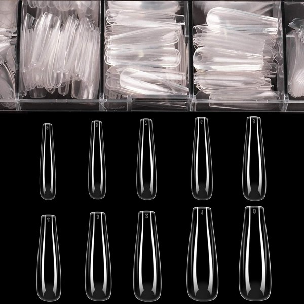 500Pcs Full Cover False Nail Artificial Nails with Case,Clear