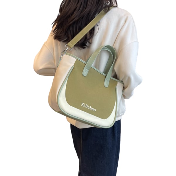 Canvasväska med handtag, Stor kapacitet Messenger Bag, Multi Pocket