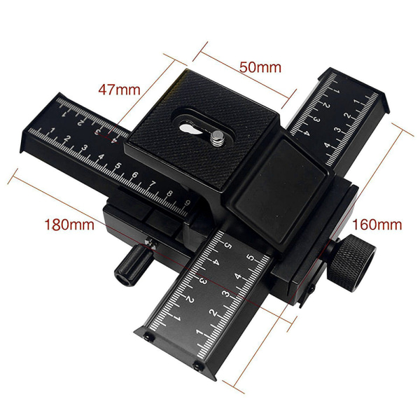 4-suuntainen makrokeskittymiskisko 3D-säätöliuku makro