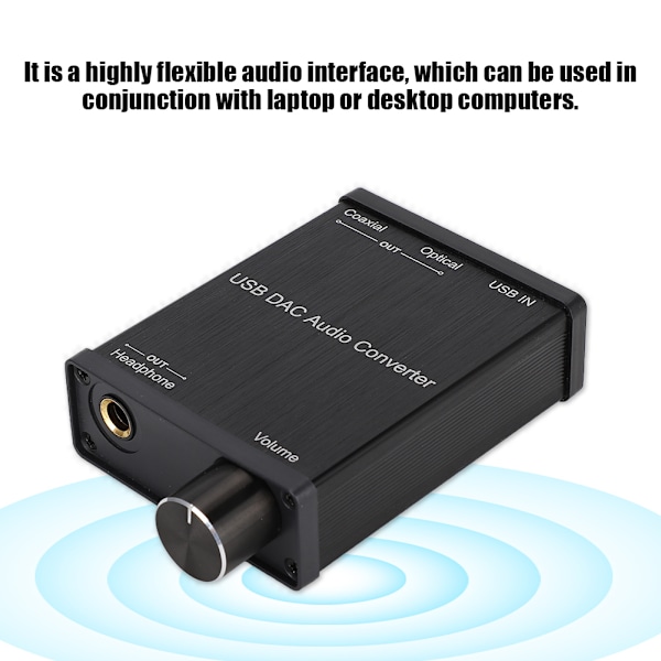 Digital till Analog-omvandlare, Ultra Low Jitter Plug and Play USB DAC Optisk Ljudadapter, 192 KHz High Fidelity Design med Toslink Koaxial till RCA