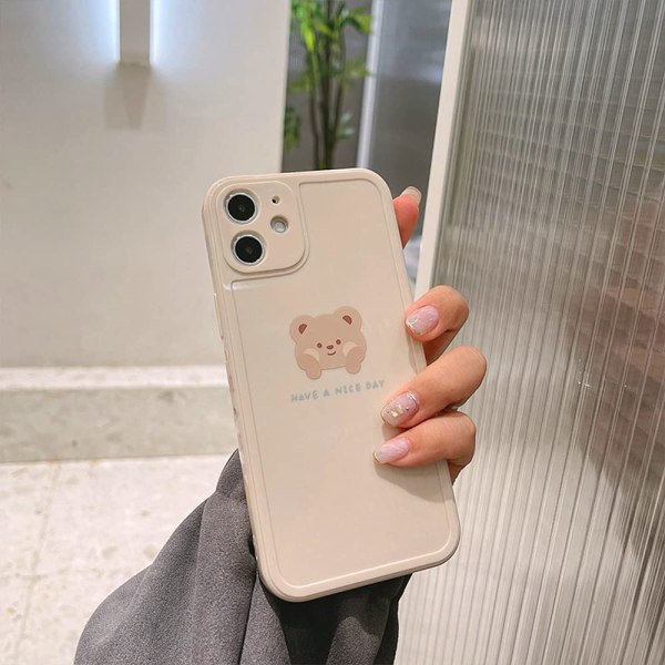 IPhone 11 etui Sødt malet design brun bjørn -beige