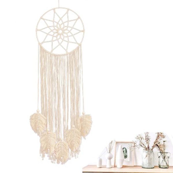 Drömfångare för Hemvälsignelsegåva, Makramé Väggbonad med Unikt Handgjort Bomullsmaterial, Boho Dekor Talismaner Skydd med Textur