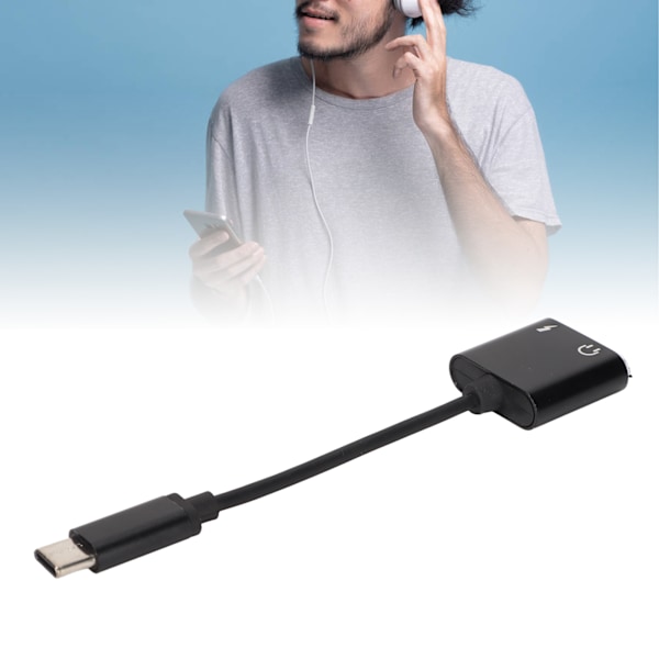 Bärbar USB Typ C till 3,5 mm Ljud Hörlurs Aux Splitter, Designad för Avslappnad och Effektiv Lyssning, Inbyggt DAC-chip Säkerställer Hög Kvalitet
