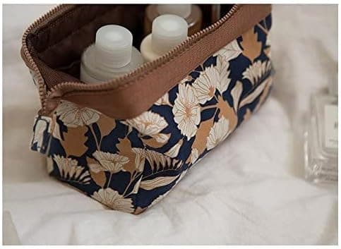 (Brun Blomst) Lille Sammenfoldelig Kompakt Toilettaske, Makeuptaske, J