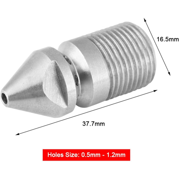 Dyses til højtryksrensere, 3/8'', 377x165 mm, Rustfrit stål, Sølv