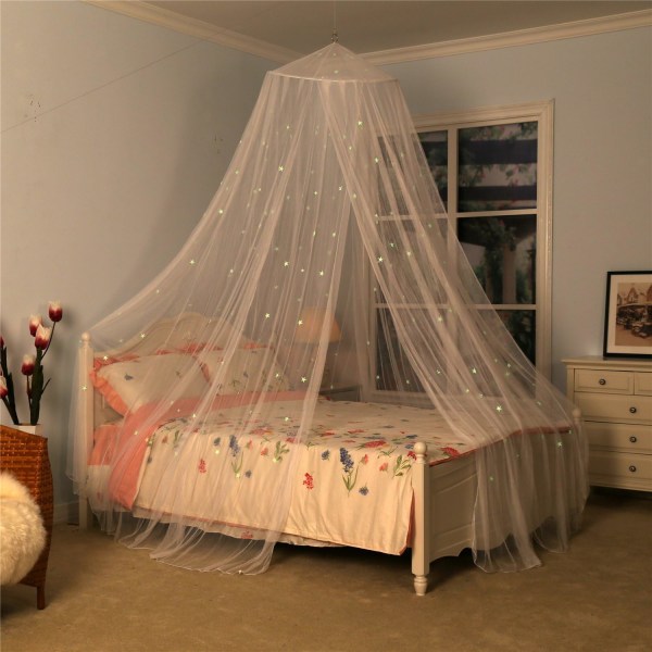 Vit sänghimmel för barn bomull rund kupol hängande för flickor Play