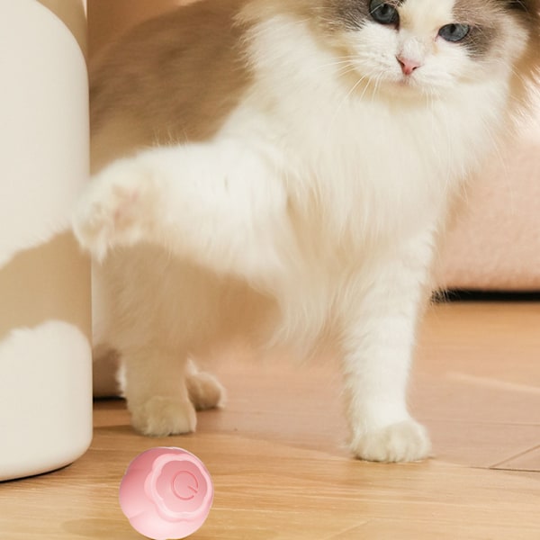 LED-lampor Interaktiv Kattleksaksboll, Sakura Rosa Automatisk Rörlig Leksak Förbättrar Katters Immunförsvar Genom Träning, Intelligent Hinderundvikande