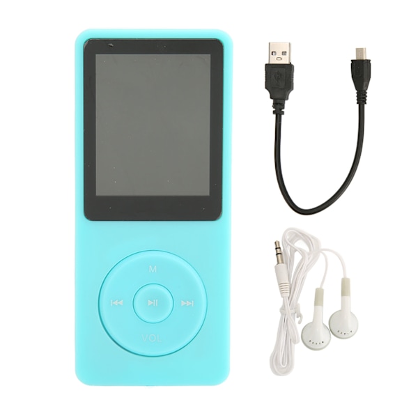 Elegant Underhållningshubb, Slitstarkt Material Slim Design Musikspelare med Bluetooth, FM-radio, Röstinspelare, E-bok Blå 16GB, Förlustfritt Ljud