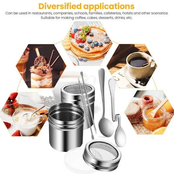 Kaffedekorationsschabloner Kaffe Carving Pen Set Rostfritt Stål Portabel Latte Art Pen Kaffeformverktyg med Pulverströare Skedar
