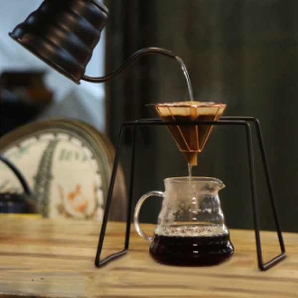 Kaffefilterhållare i metall, Pour Over-kaffefilter, Droppställ, Filterpappershållare, Svart set