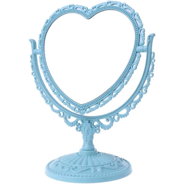 1 pakke enkelt og nydelig hjerteformet kosmetisk speil, blått