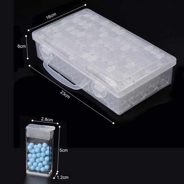 84 Grid Transparent Box DIY handgjorda pärlor Nail Art Box