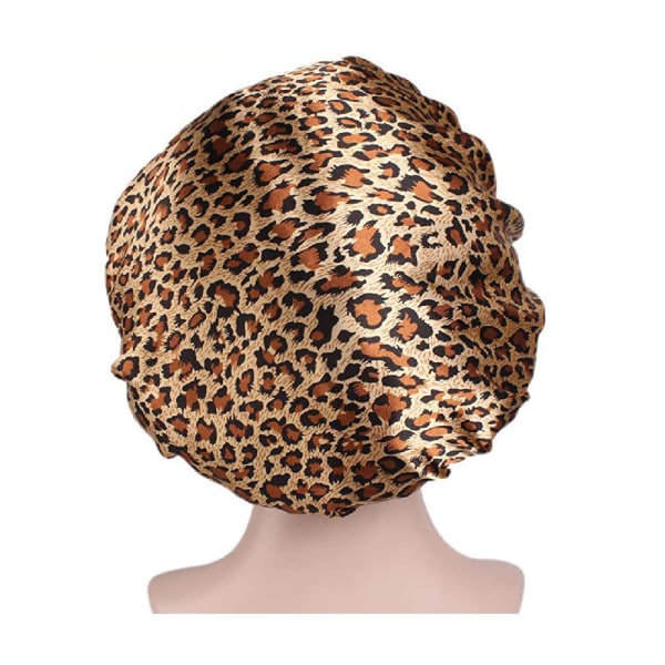 Satin Bonnet Sovhatt för Kvinnor Hårvård, Leopard