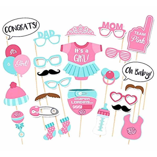 It's A Girl Decorations Party Baby Shower Photo Booth -rekvisiittasarjat set , 25 kpl