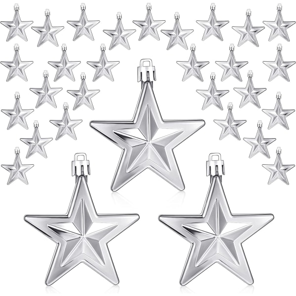 36 Stykker Patriotiske Ornamenter Stjerne Ornamenter Hængende ,Sølv