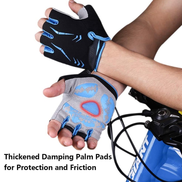 Polstrede handsker med anti-skrid design, sort og blå, M